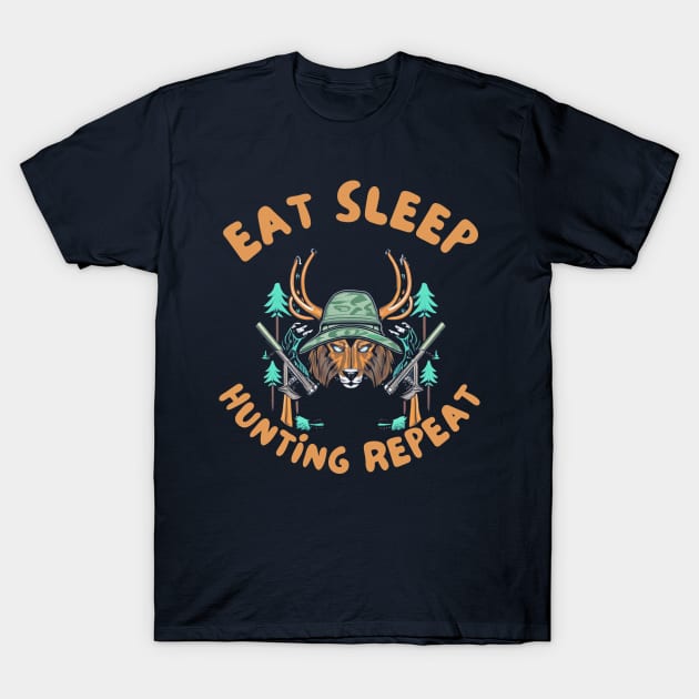 Eat sleep hunting repeat T-Shirt by IOANNISSKEVAS